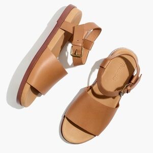 Madewell The Noelle Ankle Strap Flat ND986 Size 8.5 brown